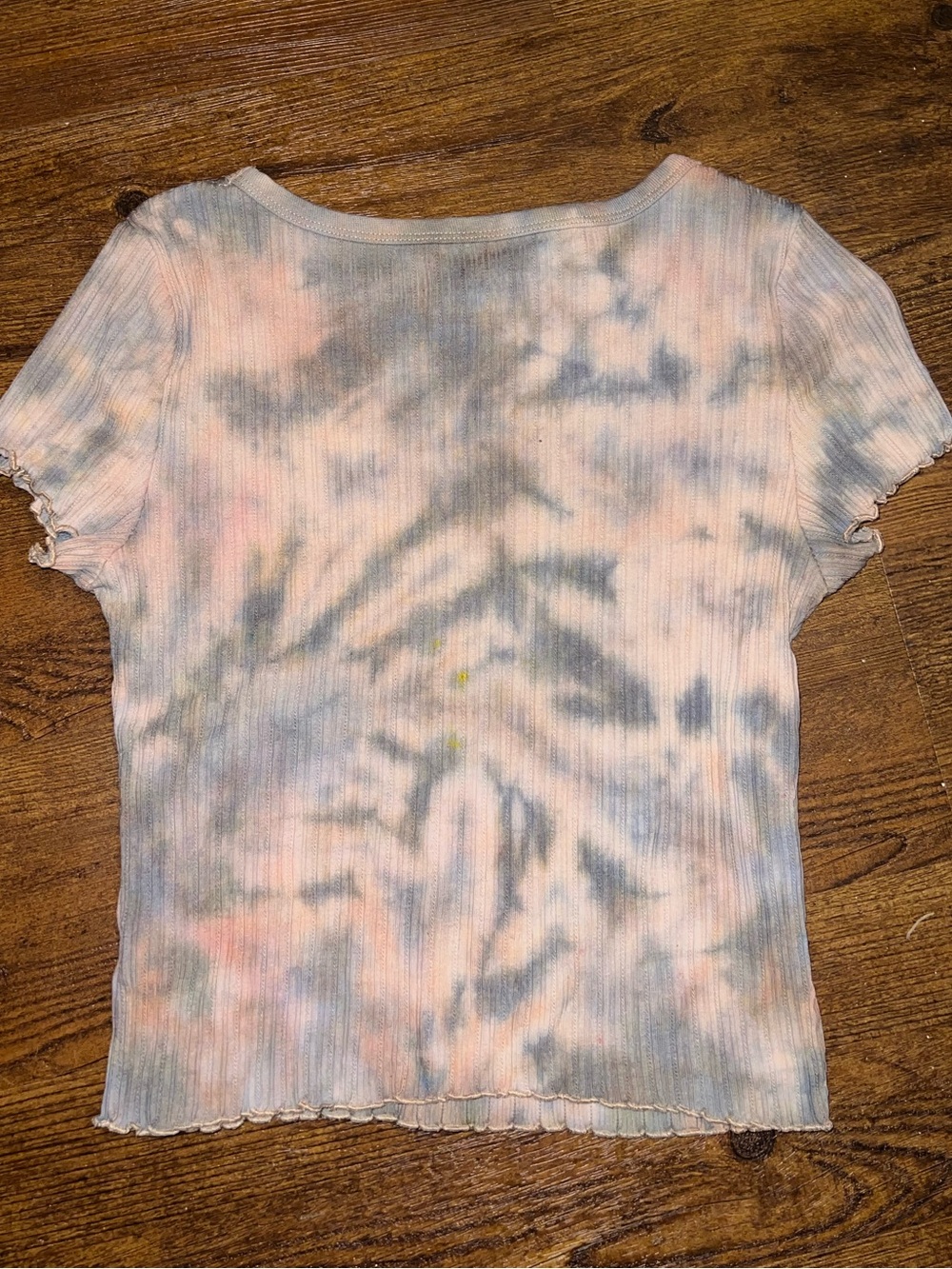 Aeropostale Y2K Seriously Soft Shrunken Ribbed Peach Tie-Dye Top Size M - Picture 3 of 9